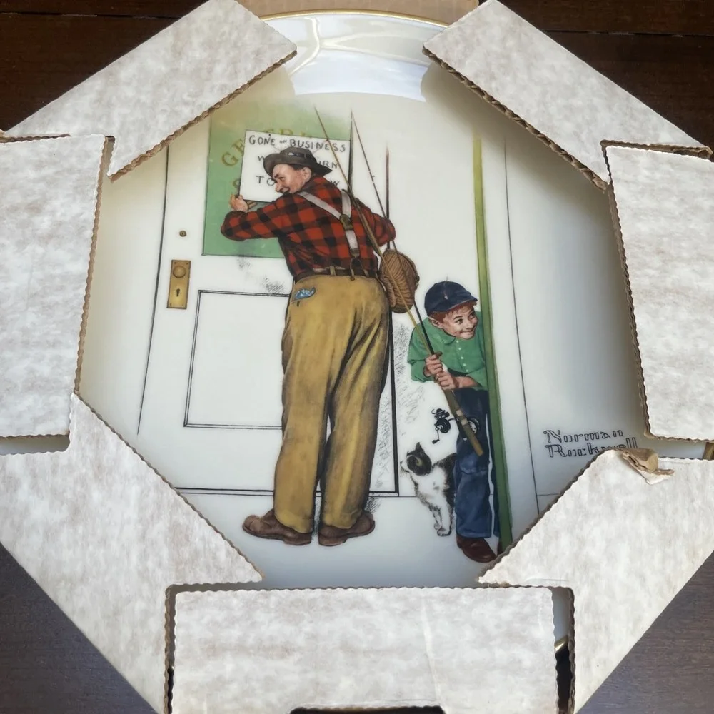 Vtg 1979 NORMAN ROCKWELL PLATES, A HELPING HAND FOUR SEASONS GORHAM CHINA 10.5